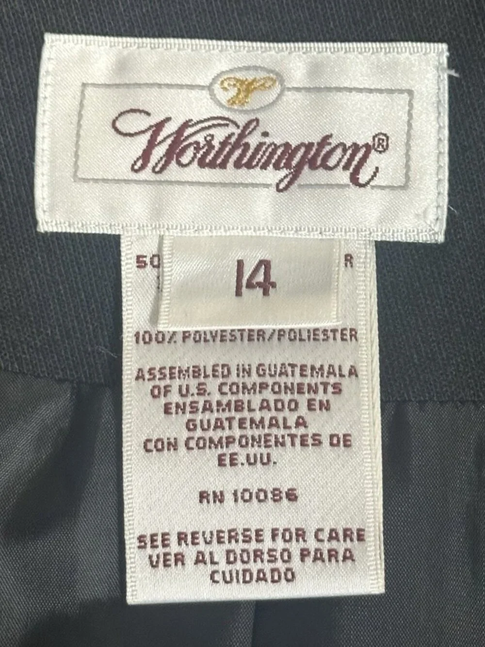 Vintage Worthington Black Blazer Jacket Polyester Blend Size 14